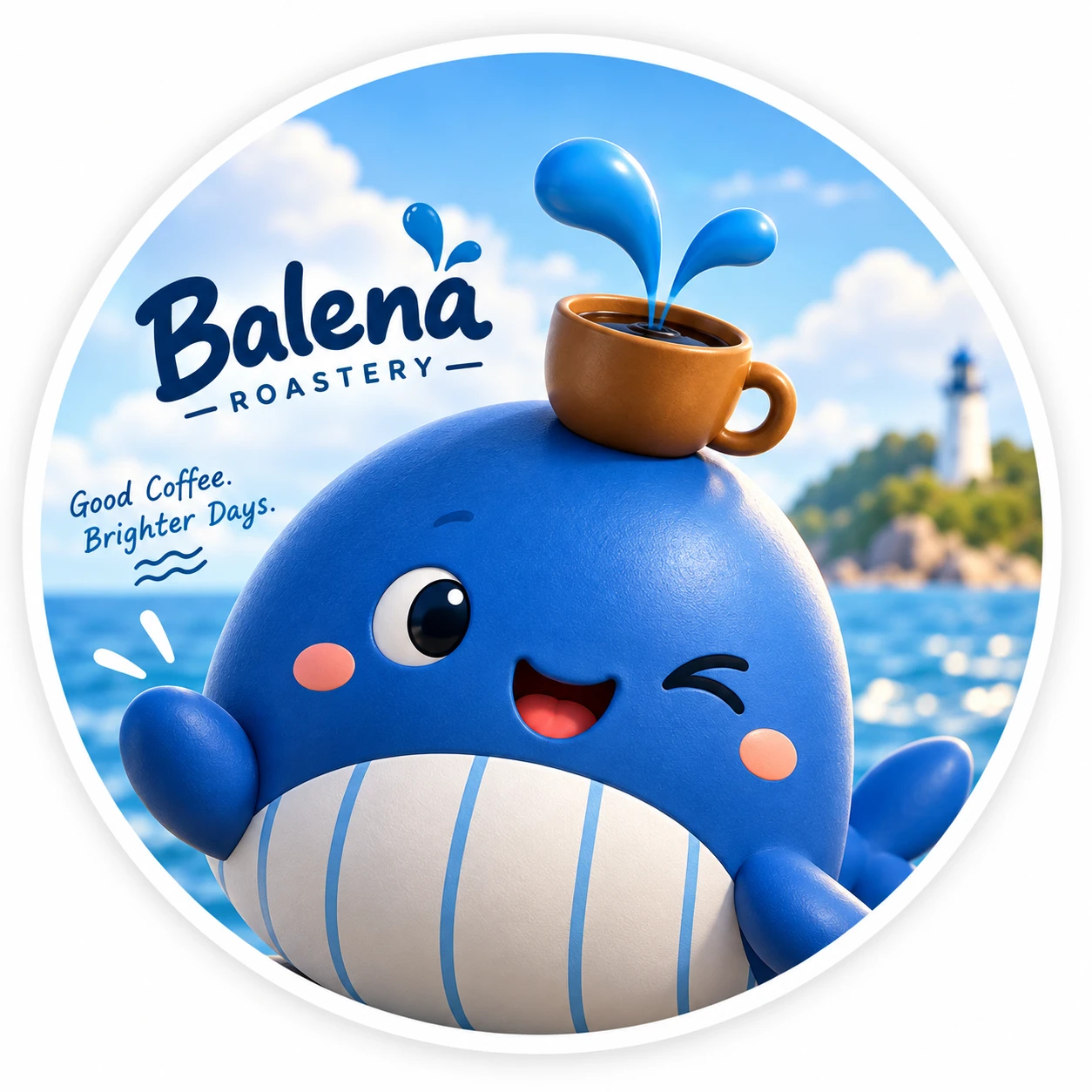 วาฬ Balena มีถ้วยกาแฟบนหัว